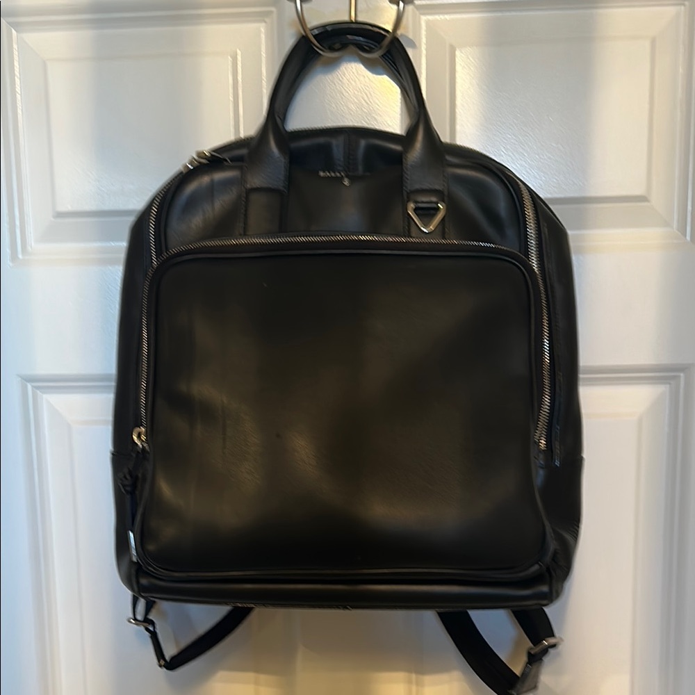 Black Leather Men's Backpack